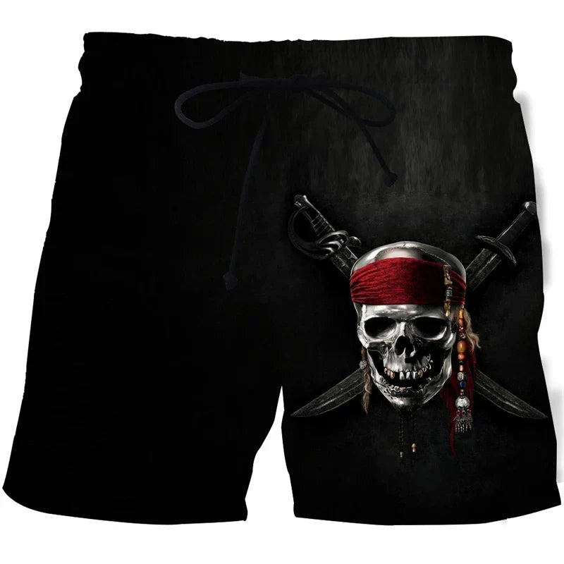 Hot Sale Skull Horror 3D Printe Beach Short Men's Shorts Anime Pants Quick-drying Street Clothing Black Short Casual short homme