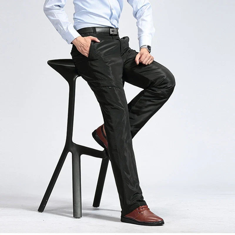 Winter Pants Mens 90% White Duck Down Padded Smart Casual Pants for Men Business Down Pants Warm Duck Down Trousers PT-455