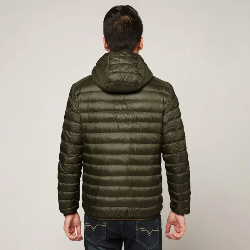 Men's All-Season Ultra Lightweight Packable Down Jacket Water and Wind-Resistant Breathable Coat Big Size Men Hoodies Jackets