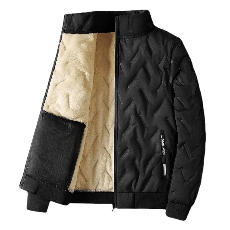Mens Winter Coats Thicken Warm Jackets Autumn Thermal Lightweight Lined Fleece Jacket Male Coat Casual Turn Down Collar L-7XL