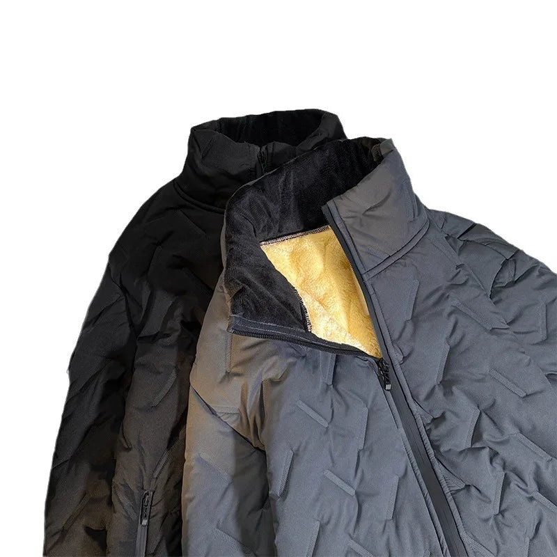 Mens Winter Coats Thicken Warm Jackets Autumn Thermal Lightweight Lined Fleece Jacket Male Coat Casual Turn Down Collar L-7XL