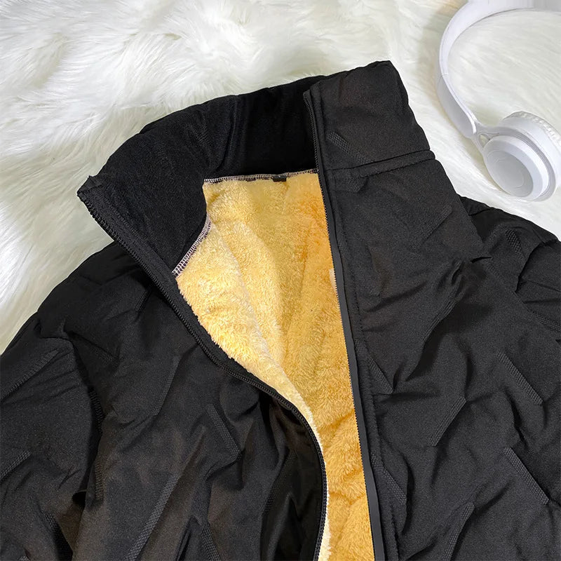 Mens Winter Coats Thicken Warm Jackets Autumn Thermal Lightweight Lined Fleece Jacket Male Coat Casual Turn Down Collar L-7XL