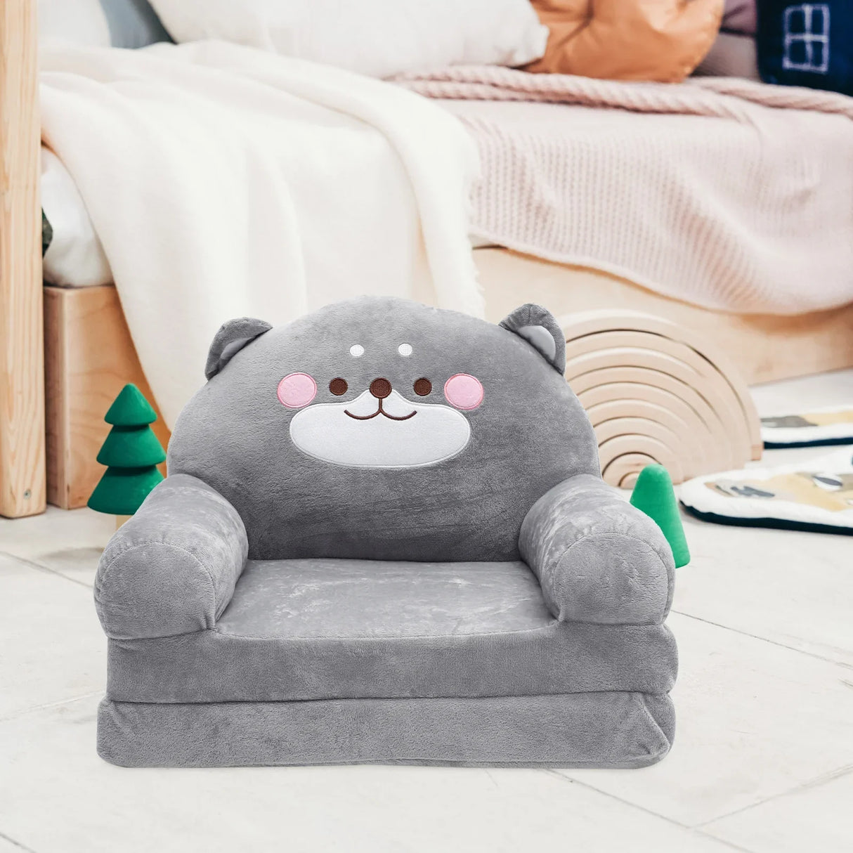 Folding Children's Sofa Baby Plush Seat Elephant Shape Kid Sitting Chair Chairs