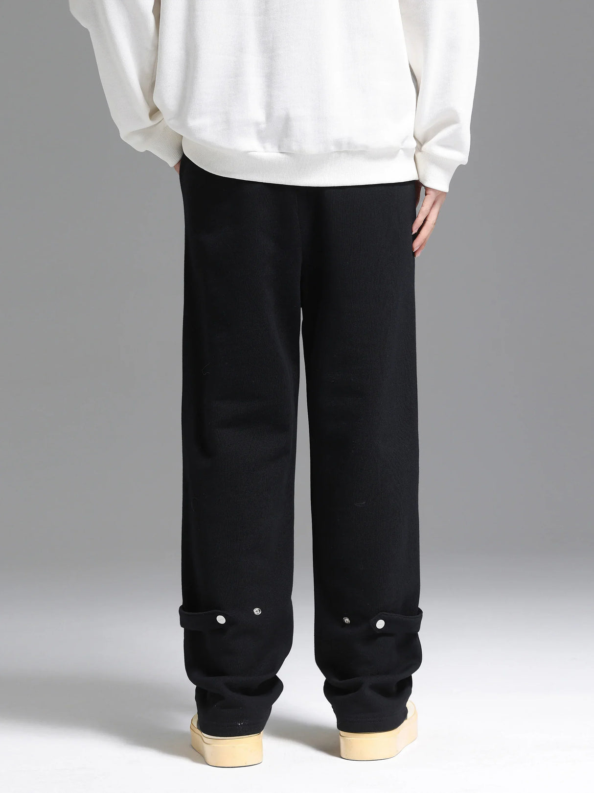Back Strap button-down Logging Sweatpants Straight Leg Loose Heavy Cotton High Street Slacks
