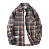 Men Shirt Plaid Flannel Spring Autumn Long Sleeve Blue Loose Mens Casual Shirt Oversized Business Male Soft Dress Shirt