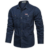 2023 Cargo Shirt Men Long Sleeve Casual Cotton Shirts High Quality Camisa Militar Overshirt Brand Clothing Black Blouses 5XL