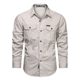 2023 Cargo Shirt Men Long Sleeve Casual Cotton Shirts High Quality Camisa Militar Overshirt Brand Clothing Black Blouses 5XL
