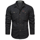 2023 Cargo Shirt Men Long Sleeve Casual Cotton Shirts High Quality Camisa Militar Overshirt Brand Clothing Black Blouses 5XL