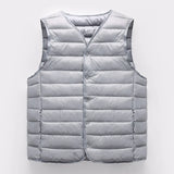 2023 Autumn Winter Men Warm Vest Jacket Male Ultra Lightweight V-neck Sleeveless Button Packable Warm Down Cotton Liner Vest